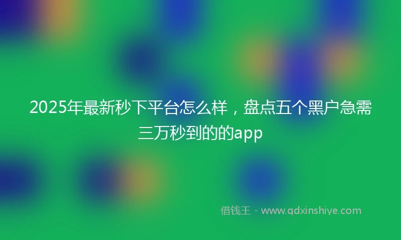 2025年最新秒下平台怎么样，盘点五个黑户急需三万秒到的的app
