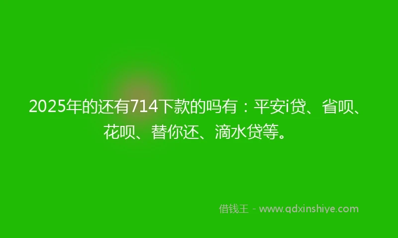 2025年的还有714下款的吗有：平安i贷、省呗、花呗、替你还、滴水贷等。