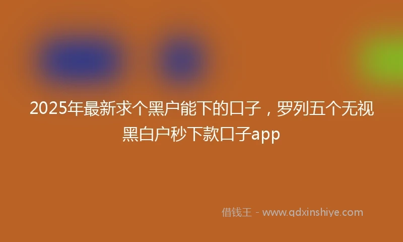 2025年最新求个黑户能下的口子,罗列五个无视黑白户秒下款口子app