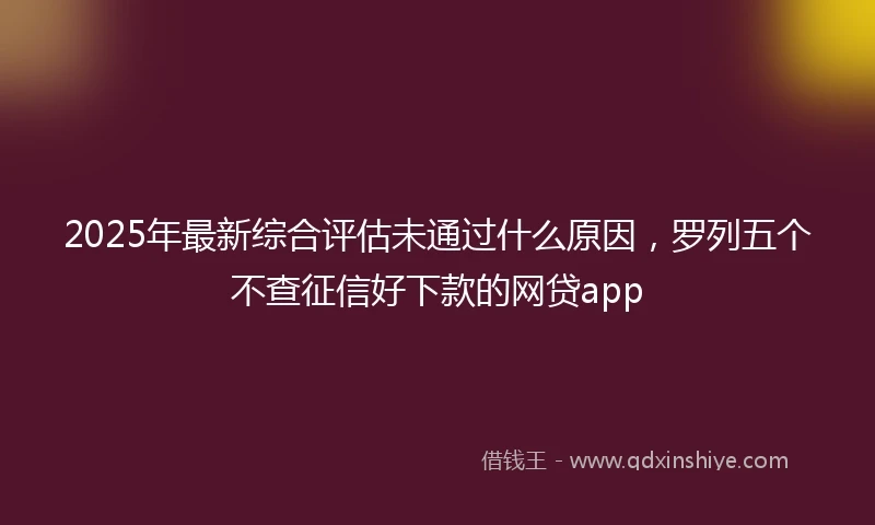 2025年最新综合评估未通过什么原因，罗列五个不查征信好下款的网贷app