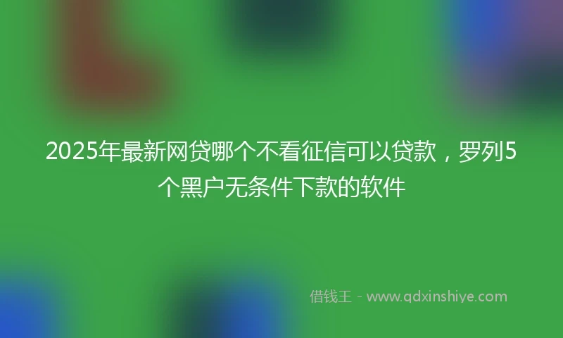 2025年最新网贷哪个不看征信可以贷款,罗列5个黑户无条件下款的软件
