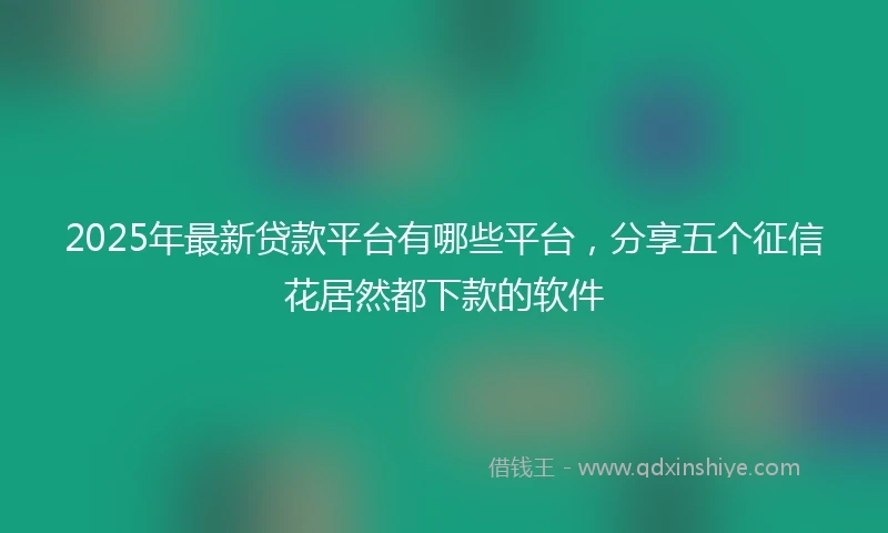 2025年最新贷款平台有哪些平台，分享五个征信花居然都下款的软件