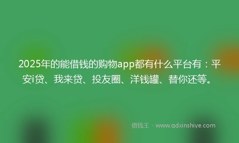 2025年的能借钱的购物app都有什么平台有：平安i贷、我来贷、投友圈、洋钱罐、替你还等。