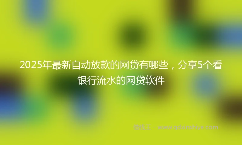 2025年最新自动放款的网贷有哪些，分享5个看银行流水的网贷软件
