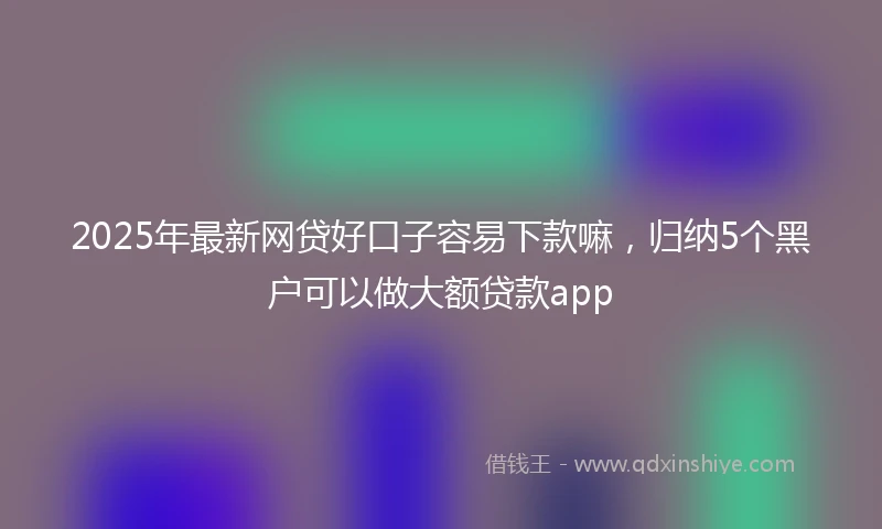 2025年最新网贷好口子容易下款嘛，归纳5个黑户可以做大额贷款app