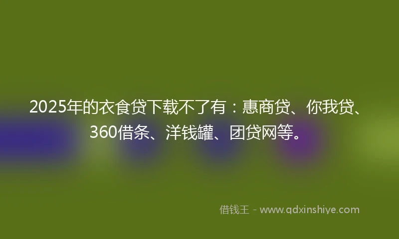 2025年的衣食贷下载不了有：惠商贷、你我贷、360借条、洋钱罐、团贷网等。