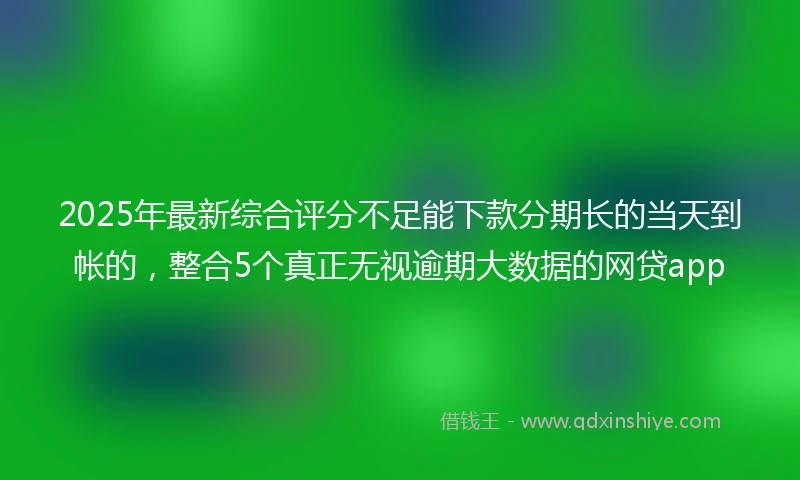 2025年最新综合评分不足能下款分期长的当天到帐的，整合5个真正无视逾期大数据的网贷app