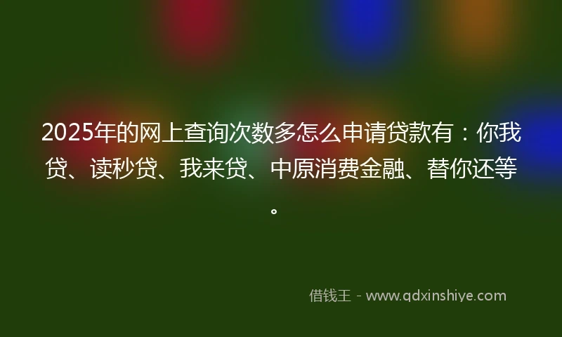 2025年的网上查询次数多怎么申请贷款有：你我贷、读秒贷、我来贷、中原消费金融、替你还等。