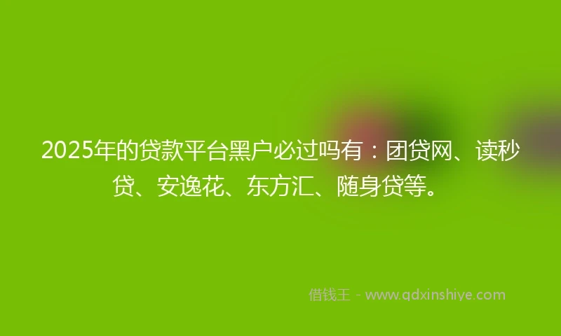 2025年的贷款平台黑户必过吗有：团贷网、读秒贷、安逸花、东方汇、随身贷等。