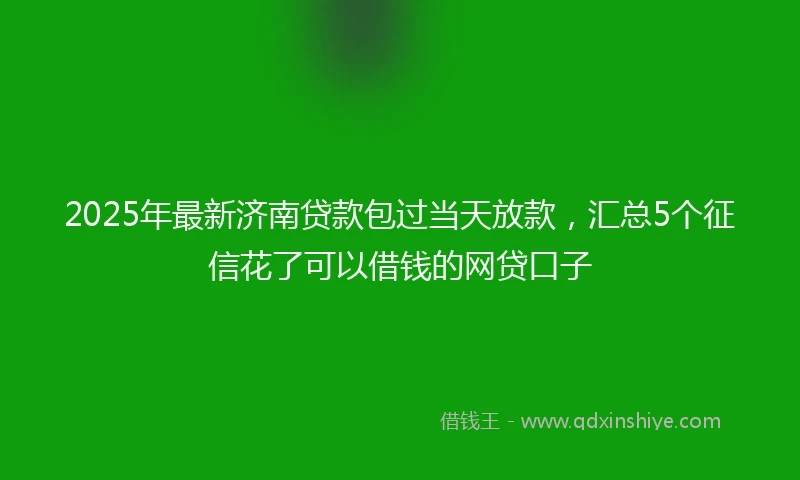 2025年最新济南贷款包过当天放款，汇总5个征信花了可以借钱的网贷口子