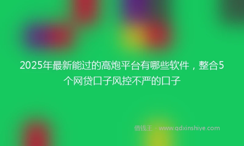 2025年最新能过的高炮平台有哪些软件,整合5个网贷口子风控不严的口子