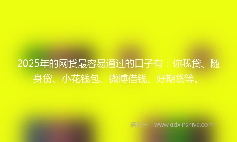 2025年的网贷最容易通过的口子有：你我贷、随身贷、小花钱包、微博借钱、好期贷等。