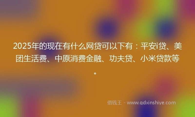 2025年的现在有什么网贷可以下有：平安i贷、美团生活费、中原消费金融、功夫贷、小米贷款等。