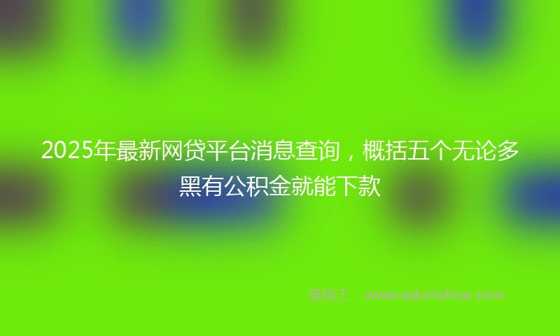 2025年最新网贷平台消息查询，概括五个无论多黑有公积金就能下款