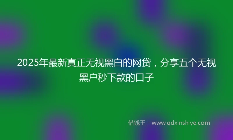 2025年最新真正无视黑白的网贷，分享五个无视黑户秒下款的口子
