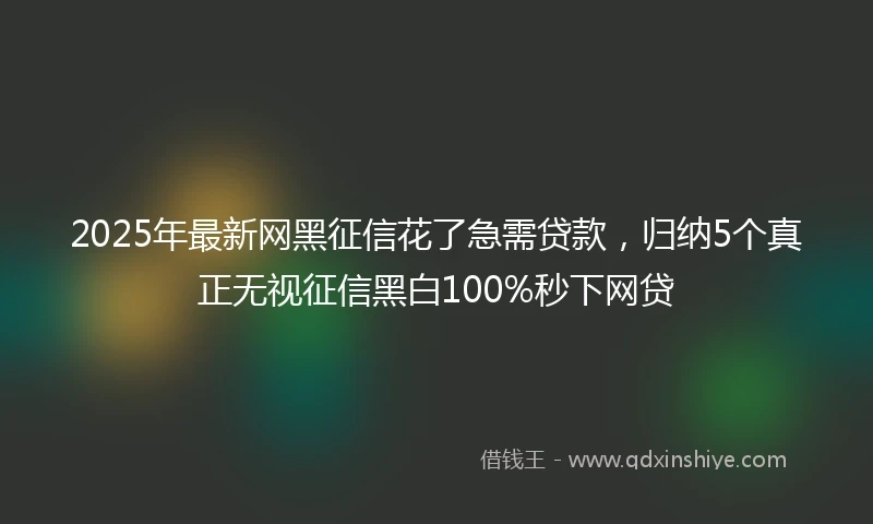 2025年最新网黑征信花了急需贷款，归纳5个真正无视征信黑白100%秒下网贷