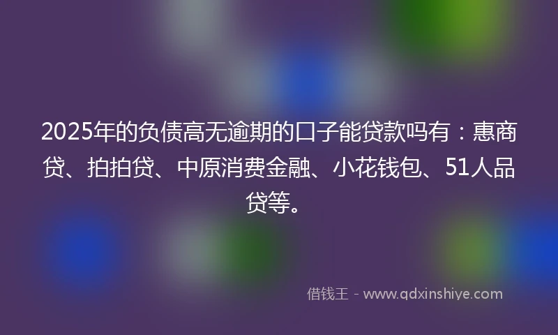 2025年的负债高无逾期的口子能贷款吗有：惠商贷、拍拍贷、中原消费金融、小花钱包、51人品贷等。