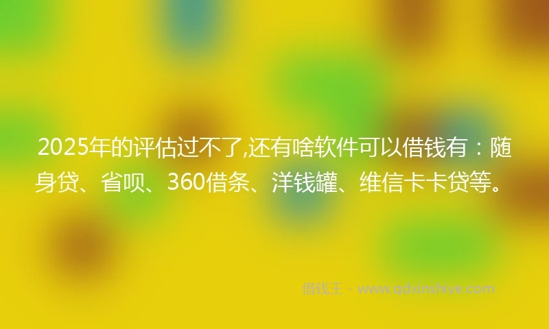 2025年的评估过不了,还有啥软件可以借钱有：随身贷、省呗、360借条、洋钱罐、维信卡卡贷等。