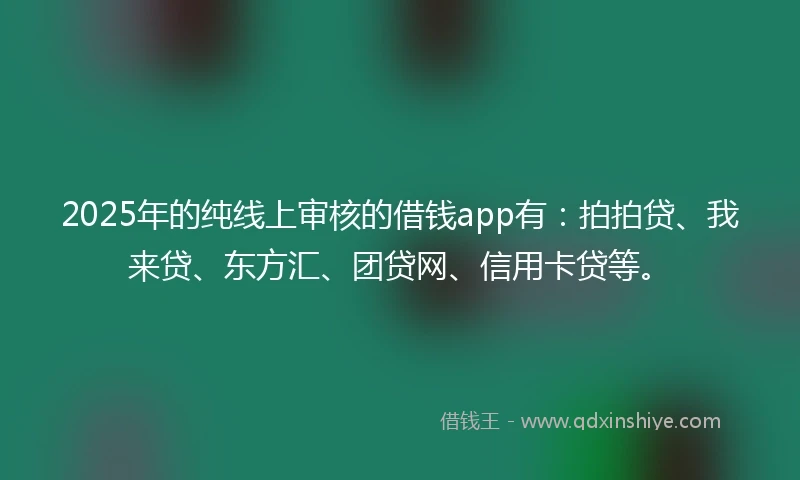2025年的纯线上审核的借钱app有：拍拍贷、我来贷、东方汇、团贷网、信用卡贷等。