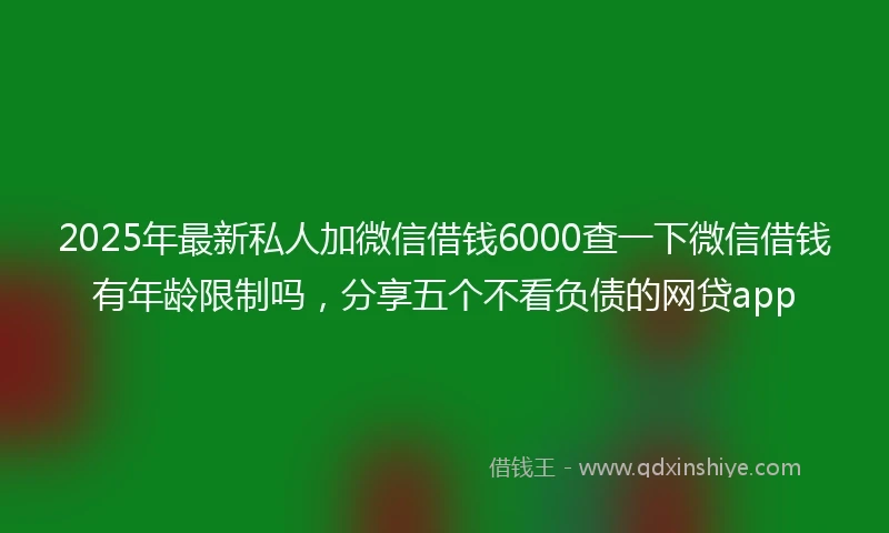2025年最新私人加微信借钱6000查一下微信借钱有年龄限制吗，分享五个不看负债的网贷app