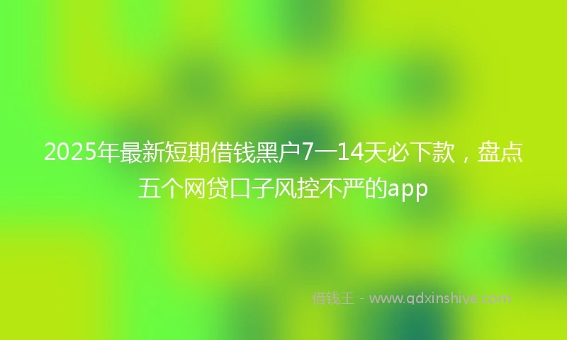 2025年最新短期借钱黑户7一14天必下款，盘点五个网贷口子风控不严的app