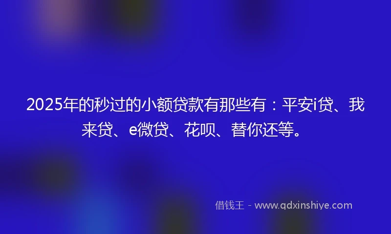 2025年的秒过的小额贷款有那些有：平安i贷、我来贷、e微贷、花呗、替你还等。