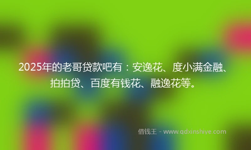 2025年的老哥贷款吧有：安逸花、度小满金融、拍拍贷、百度有钱花、融逸花等。