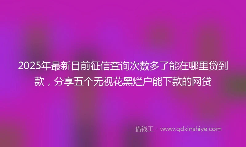 2025年最新目前征信查询次数多了能在哪里贷到款，分享五个无视花黑烂户能下款的网贷