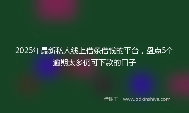 2025年最新私人线上借条借钱的平台，盘点5个逾期太多仍可下款的口子