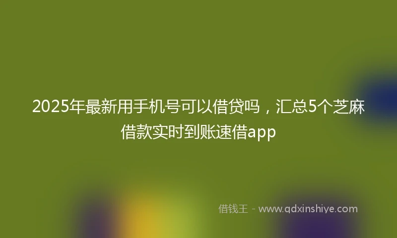2025年最新用手机号可以借贷吗，汇总5个芝麻借款实时到账速借app