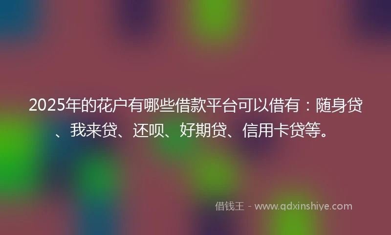2025年的花户有哪些借款平台可以借有：随身贷、我来贷、还呗、好期贷、信用卡贷等。