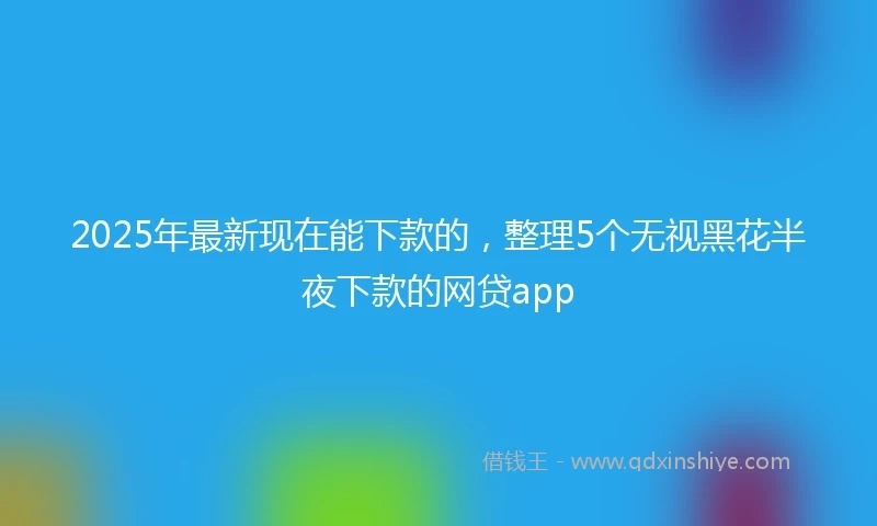 2025年最新现在能下款的，整理5个无视黑花半夜下款的网贷app