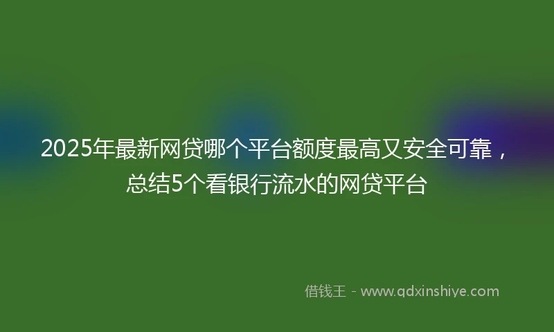 2025年最新网贷哪个平台额度最高又安全可靠,总结5个看银行流水的网贷平台