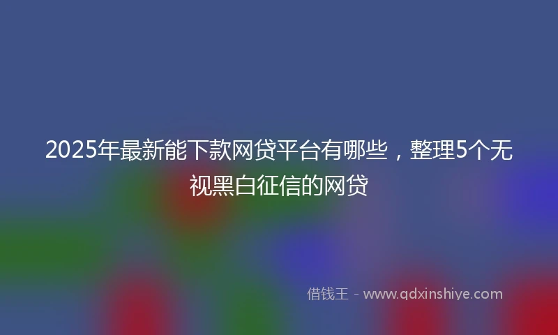 2025年最新能下款网贷平台有哪些，整理5个无视黑白征信的网贷