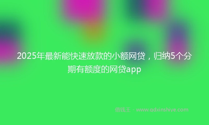 2025年最新能快速放款的小额网贷，归纳5个分期有额度的网贷app