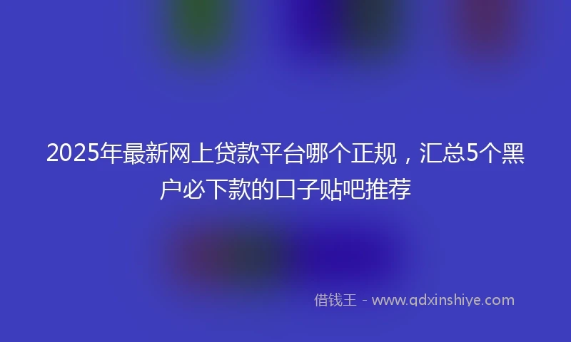 2025年最新网上贷款平台哪个正规，汇总5个黑户必下款的口子贴吧推荐