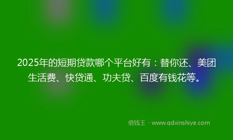 2025年的短期贷款哪个平台好有：替你还、美团生活费、快贷通、功夫贷、百度有钱花等。