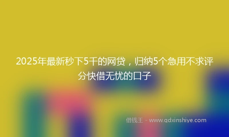 2025年最新秒下5千的网贷，归纳5个急用不求评分快借无忧的口子