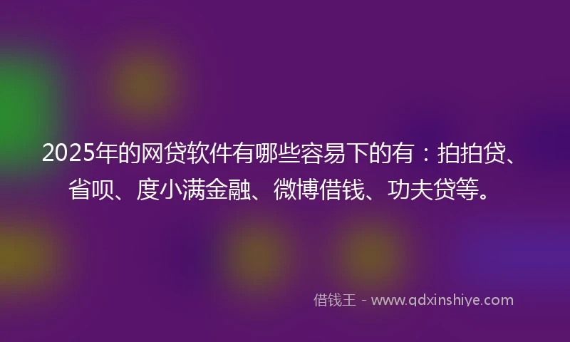 2025年的网贷软件有哪些容易下的有：拍拍贷、省呗、度小满金融、微博借钱、功夫贷等。
