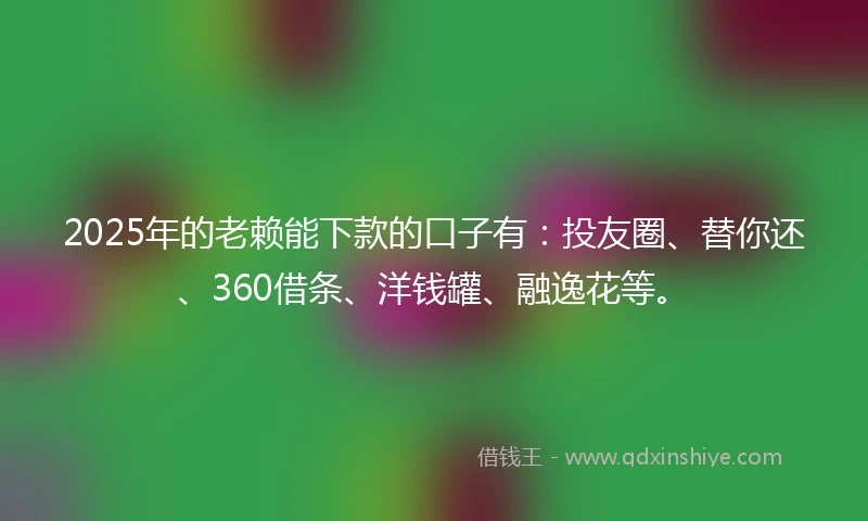 2025年的老赖能下款的口子有：投友圈、替你还、360借条、洋钱罐、融逸花等。