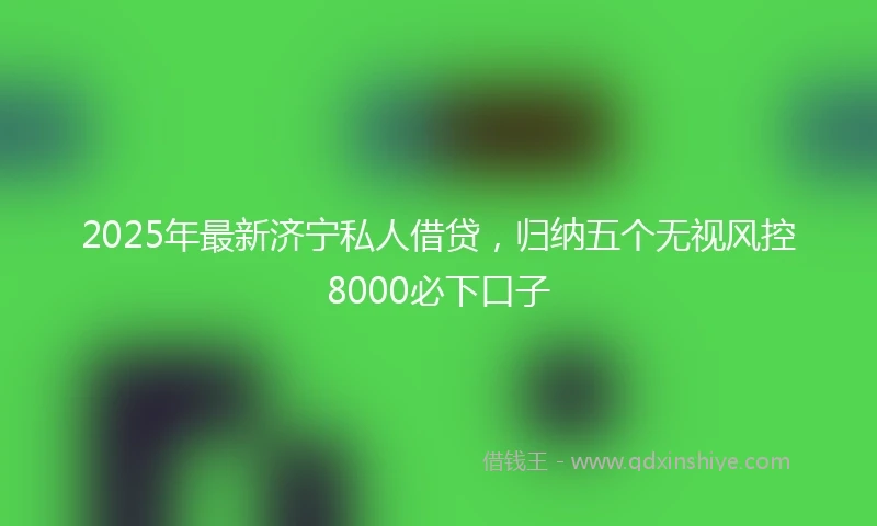2025年最新济宁私人借贷，归纳五个无视风控8000必下口子