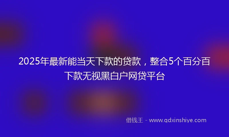 2025年最新能当天下款的贷款，整合5个百分百下款无视黑白户网贷平台