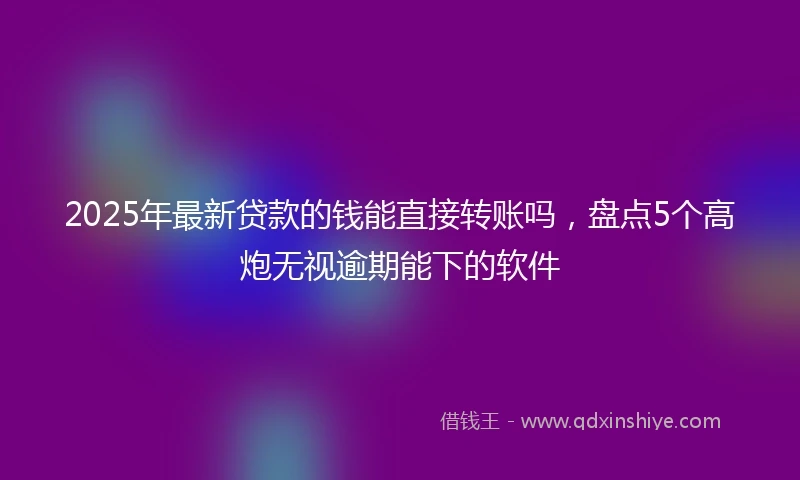 2025年最新贷款的钱能直接转账吗，盘点5个高炮无视逾期能下的软件