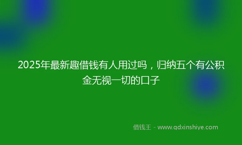 2025年最新趣借钱有人用过吗，归纳五个有公积金无视一切的口子