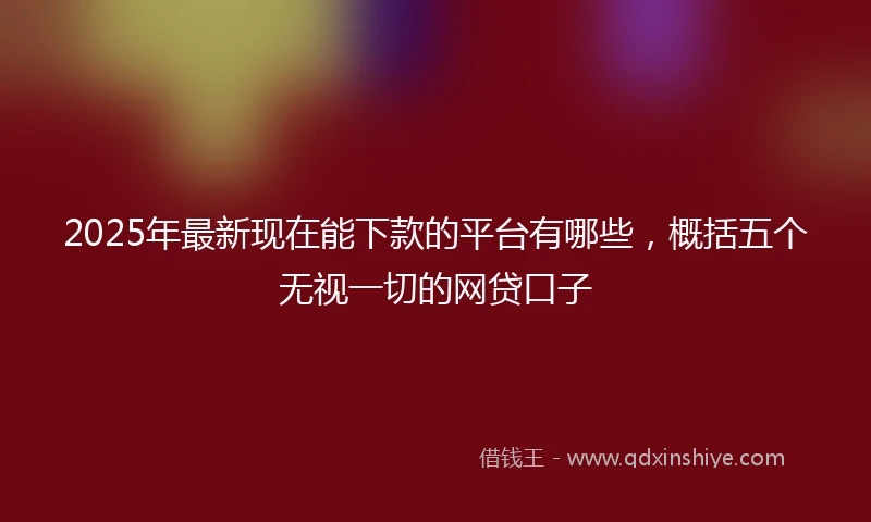 2025年最新现在能下款的平台有哪些，概括五个无视一切的网贷口子