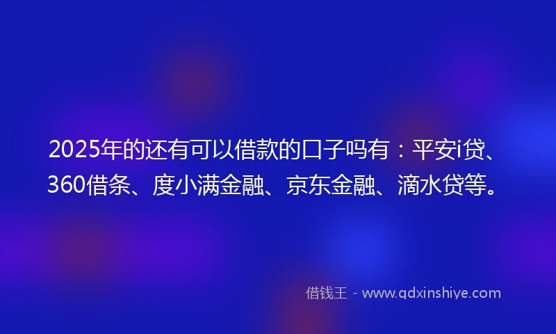 2025年的还有可以借款的口子吗有：平安i贷、360借条、度小满金融、京东金融、滴水贷等。