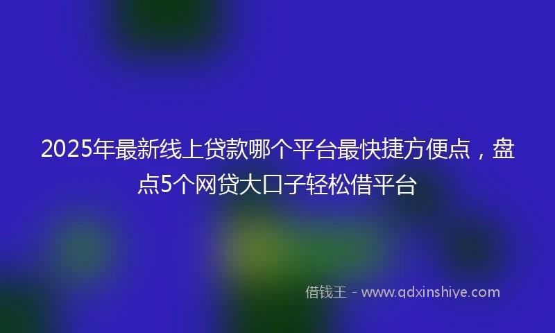 2025年最新线上贷款哪个平台最快捷方便点，盘点5个网贷大口子轻松借平台