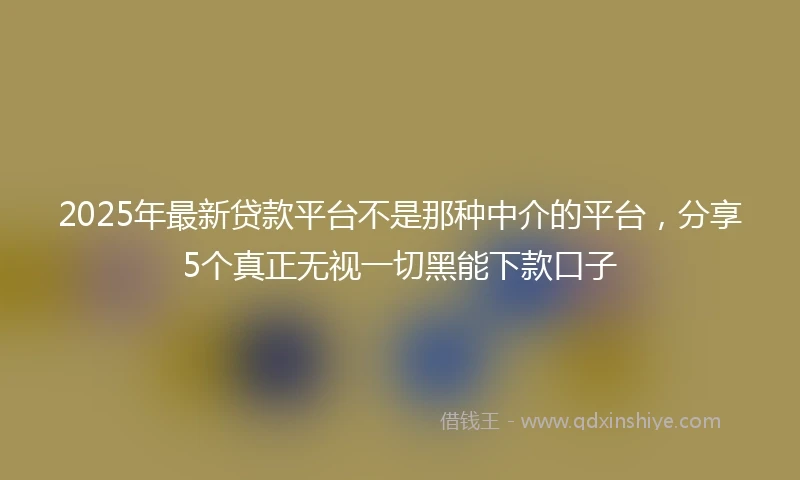 2025年最新贷款平台不是那种中介的平台，分享5个真正无视一切黑能下款口子