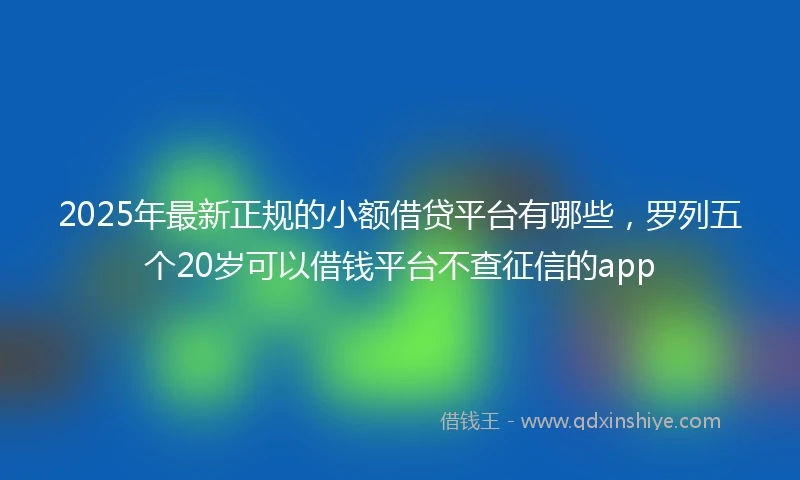 2025年最新正规的小额借贷平台有哪些，罗列五个20岁可以借钱平台不查征信的app