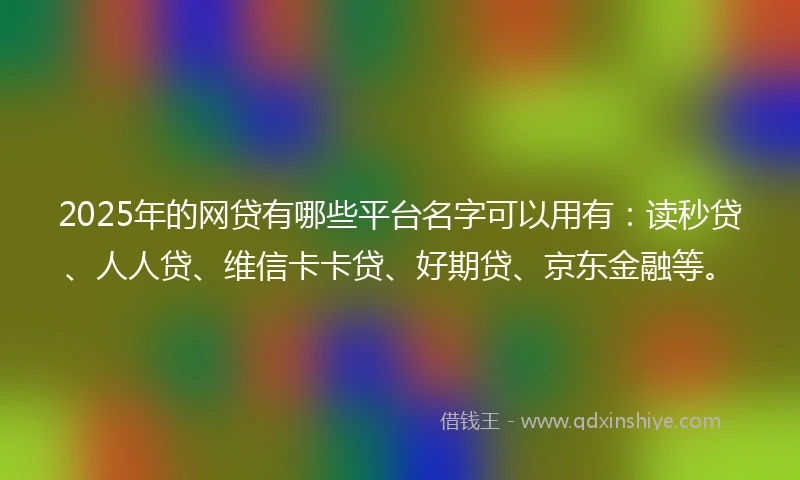 2025年的网贷有哪些平台名字可以用有：读秒贷、人人贷、维信卡卡贷、好期贷、京东金融等。